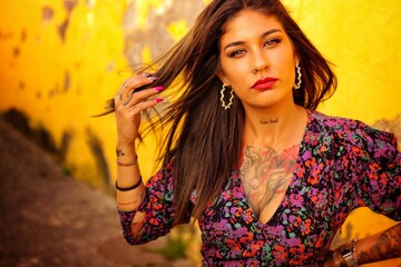 portrait shooting of a tattoo woman in funchal madeira portugal 