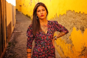 portrait shooting of a tattoo woman in funchal madeira portugal 