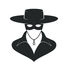 Mask Zorro graphic icon. Mask  unknown sign isolated on white background. Vector illustration