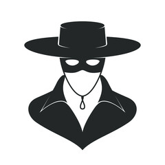 Mask Zorro graphic icon. Mask  unknown sign isolated on white background. Vector illustration