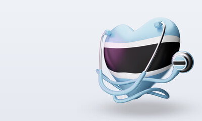 3d world health day Botswana flag rendering right view