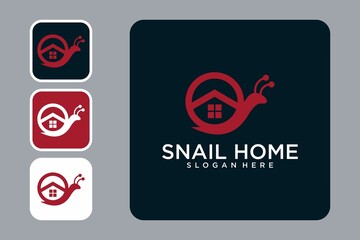 Snail with home logo design template
