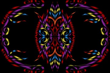 colourful caleidoscope classic gradient flower art pattern of traditional tenun batik ethnic dayak ornament for wallpaper ads background sticker or clothing