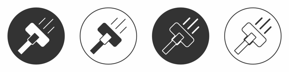 Black Vacuum cleaner icon isolated on white background. Circle button. Vector