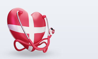 3d world health day Denmark flag rendering left view