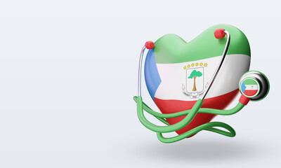 3d world health day Equatorial Guinea flag rendering right view