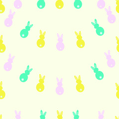 Seamless with Easter bunnies on the white-off background