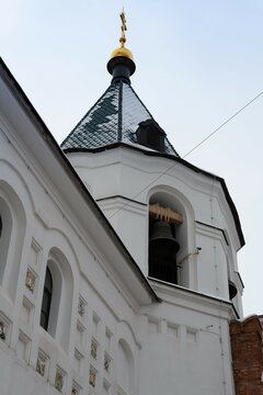 Russia, St. Petersburg, January 2022. The bell tower of the Fedorovsky Cathedral.