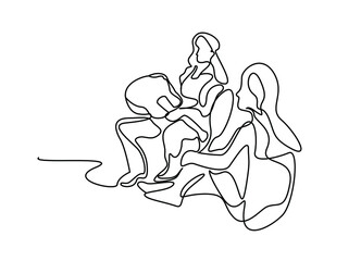 The girl group is camping for a short vacation and playing the guitar. women gathered together doing activities