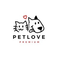 Dog Cat Pet Love Logo Vector Icon Illustration