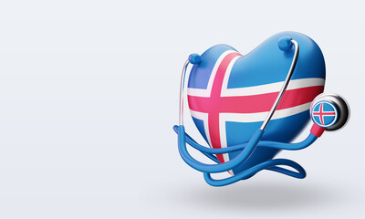 3d world health day Iceland flag rendering right view