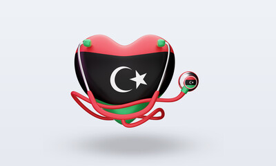 3d world health day Libya flag rendering front view