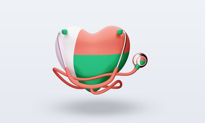 3d world health day Madagascar flag rendering front view