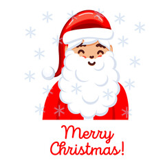 Fototapeta na wymiar Merry Christmas and happy new year with Santa. Vector illustraion. Greeting card with cute Santa Claus. Holiday cartoon character in winter