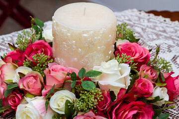 Candle with flowers