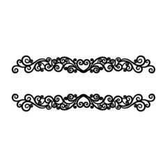 Vintage decorative ornament. Flourish decoration and frames. Vintage design elements set. Ornamental borders, royal ornament swirls. Classical decoration flourishes elements. Border in retro style.