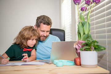 webinar video lesson. online education on laptop. homeschooling and elearning.