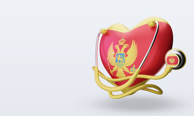 3d world health day Montenegro flag rendering right view