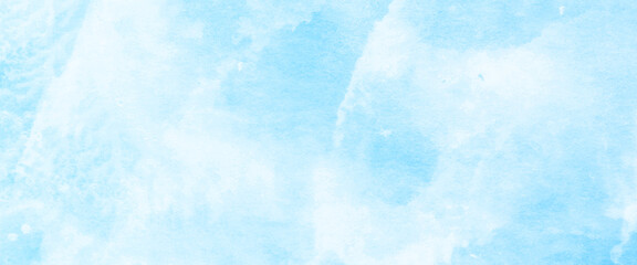 Creative grunge light sky blue shades watercolor background, Light turquoise shades frame illustration, modern aquarelle paint paper textured canvas for design, card template.