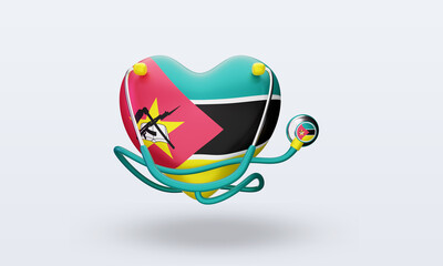 3d world health day Mozambique flag rendering front view