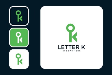 Letter k with key logo design