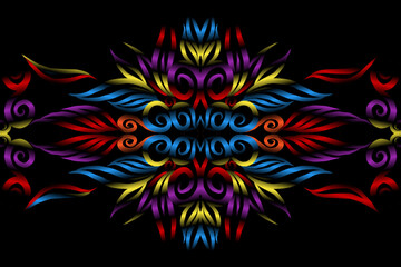colourful caleidoscope classic gradient flower art pattern of traditional batik ethnic dayak ornament for wallpaper ads background sticker or clothing
