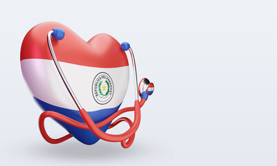 3d world health day Paraguay flag rendering left view
