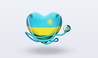 3d world health day Rwanda flag rendering front view