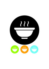 Bowl of steamy ramen soup. Vector hot meal dish icon isolated