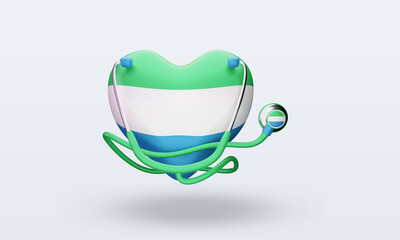 3d world health day Sierra Leone flag rendering front view