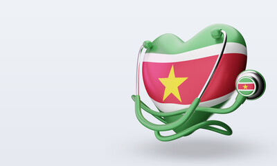 3d world health day Suriname flag rendering right view