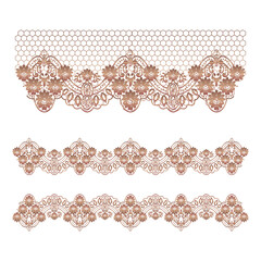 Fine gold or bronze lace for advertising and design no background