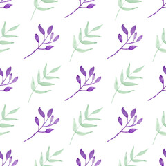 Watercolor leaf seamless pattern