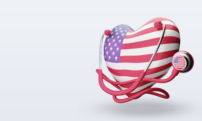 3d world health day America flag rendering right view