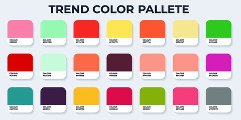 Color Pantone. Trend Colour Guide Palette Catalog Samples in RGB HEX. Neomorphism Vector. color palette for fashion designers, business, and paints colors company