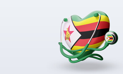 3d world health day Zimbabwe flag rendering right view