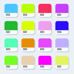 Fototapeta na wymiar Color Pantone. Trend Colour Guide Palette Catalog Samples in RGB HEX. Neomorphism Vector. color palette for fashion designers, business, and paints colors company