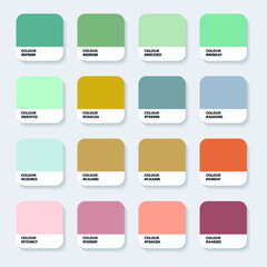 Color Pantone. Trend Colour Guide Palette Catalog Samples in RGB HEX. Neomorphism Vector. color palette for fashion designers, business, and paints colors company