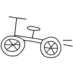 レトロな自転車の線画イラスト（走る）