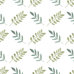 Watercolor leaf seamless pattern
