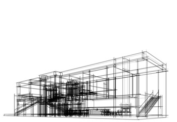 Fototapeta na wymiar architectural sketch of a house