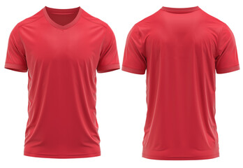 Red V-neck Soccer Jersey with rib neck and cuff