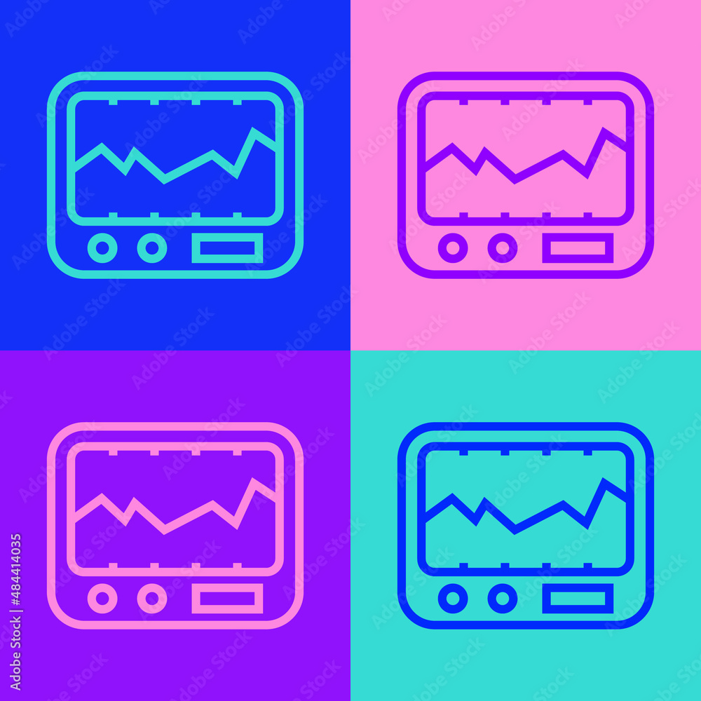 Poster pop art line electrical measuring instrument icon isolated on color background. analog devices. meas