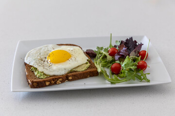 Avocado Toast with Egg and Salad