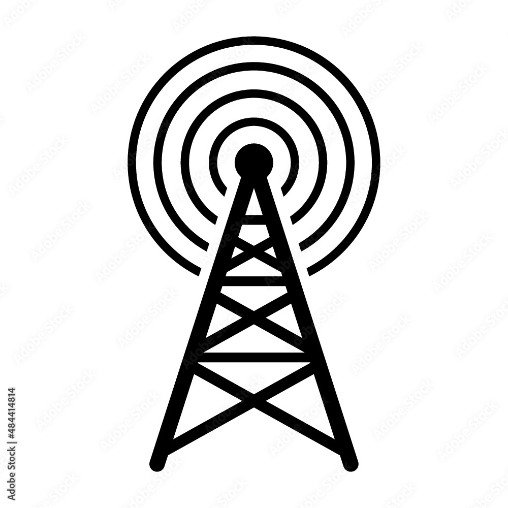 Wall mural radio tower icon. outline vector illustration isolated on white background.