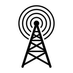 Radio tower icon. Outline vector illustration isolated on white background.