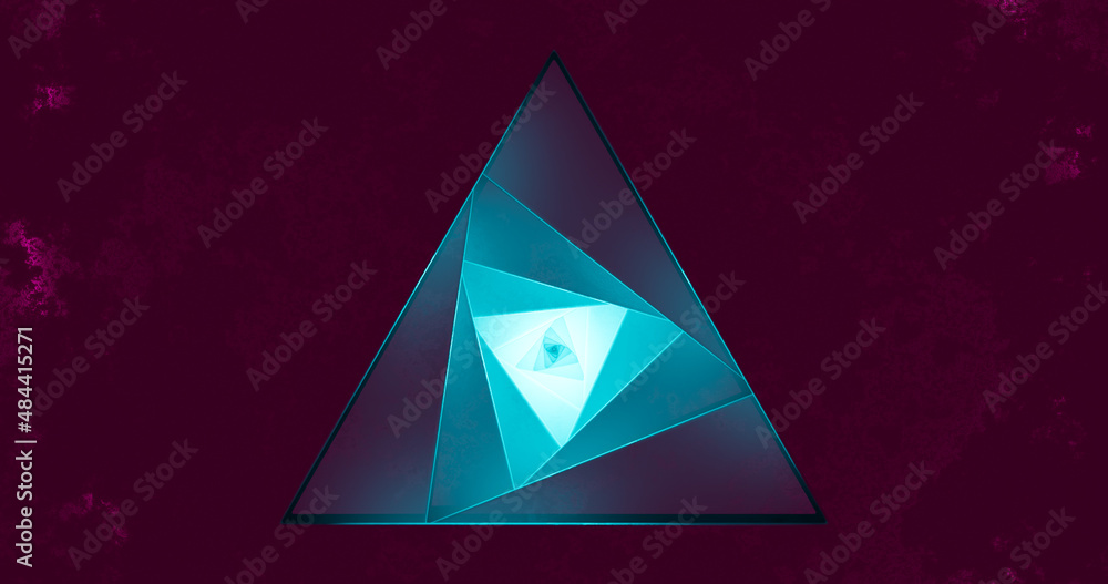 Wall mural 3d rendering. geometric background. triangular cutouts in the wall from arrays extending into the di