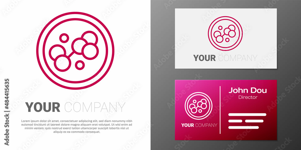 Poster logotype line molecule icon isolated on white background. structure of molecules in chemistry, scien