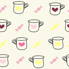 seamless pattern with coffee cups