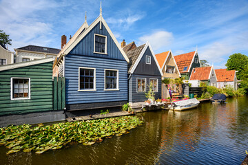 Waterside houses in De Rijp village, Netherlands
